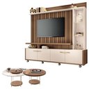 Ver imagem 1 de Estante Home Theater Titan Off White Castanho e Kit Mesa de Centro Sky Castanho - Hb Móveis