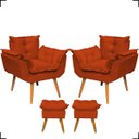 Ver imagem 1 de Kit 2 Poltronas Decorativas Para Recepção Manicure Sala De Estar + 2 Puff Reforçado Suede