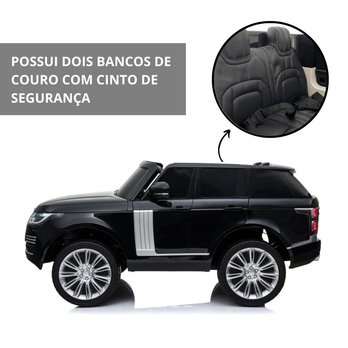 Mini Carro Elétrico Infantil 24v Range Rover Banco de Couro Mp5 Controle Brinqway Bw-122mp5 Bw-122mp - 4