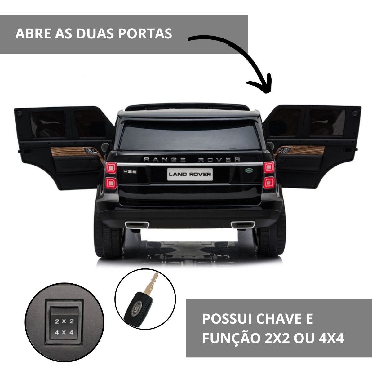 Mini Carro Elétrico Infantil 24v Range Rover Banco de Couro Mp5 Controle Brinqway Bw-122mp5 Bw-122mp - 3