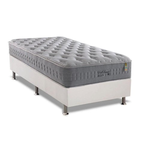 Cama Box Solteiro: Colchão Molas Anjos Soft Dreambase Courano White(88x188)