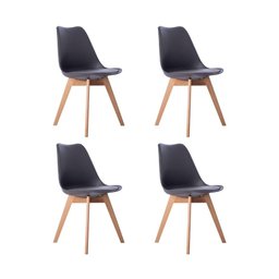 Kit 04 Cadeiras Leda Eames Jantar Cozinha com Assento Estofado Cinza - 1
