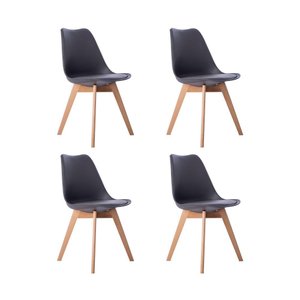 Kit 04 Cadeiras Leda Eames Jantar Cozinha com Assento Estofado Cinza