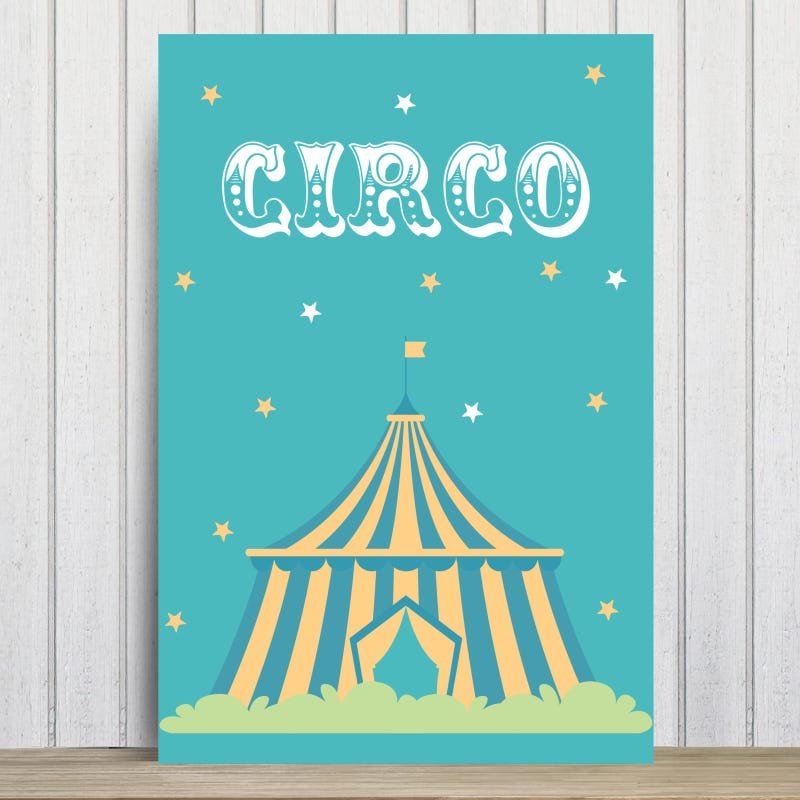 Placa Decorativa Infantil Circo Tenda MDF 20x30cm - 1