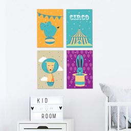 Placas Decorativas Circo Infantil MDF 30x40cm Kit 4un - 2