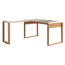 Ver imagem 2 de Mesa Escrivaninha Industrial 100% Mdf Off White/freijó F22 - Pradel
