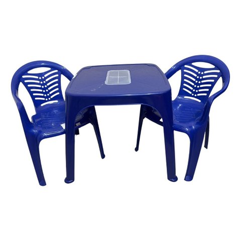 Mesa Infantil Azul + 02 Cadeira Infantil Plasnorthon Kit