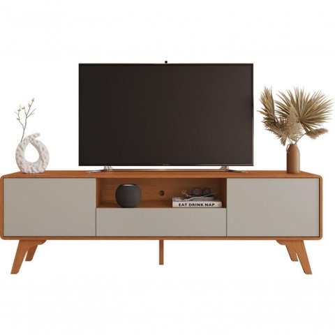 Rack Sinus 180 para TV 55" 180cm MDF com Gavetas Off White Mavaular Móveis
