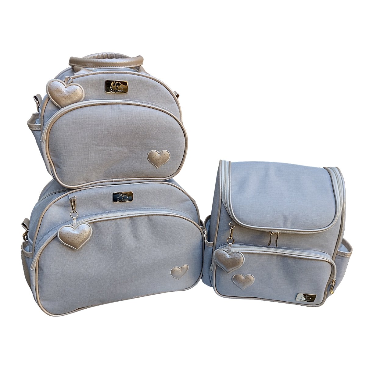 Kit Bolsa Maternidade Bege Unissex Coração Arte e Cia Com Mochila ...