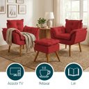 Ver imagem 5 de Kit 2 Poltronas Decorativa e Puff Para Sala Recepção Manicure Consultório Quarto Alice Suede