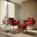 Ver imagem 1 de Kit 2 Poltronas Decorativa e Puff Para Sala Recepção Manicure Consultório Quarto Alice Suede