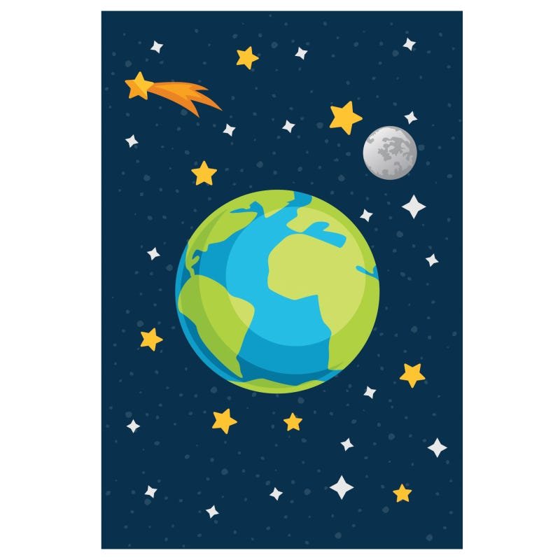 Placa Decorativa Infantil MDF Sistema Solar Terra 20x30cm - 2