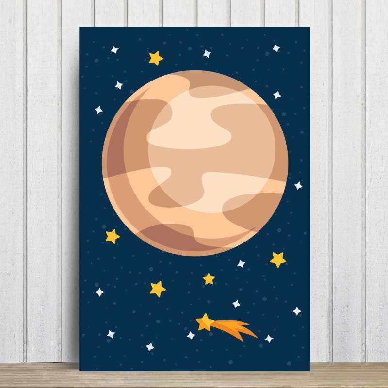 Placa Decorativa Infantil MDF Sistema Solar Jupiter 20x30cm - 1