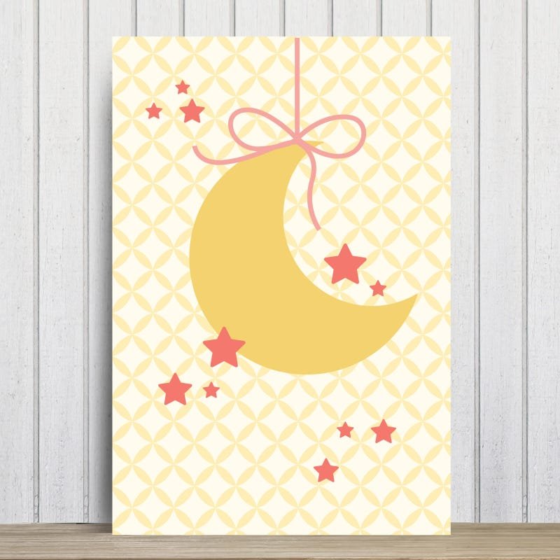 Placa Decorativa para Quarto de Bebê Lua e Estrelas 20x30cm - 1