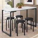 Ver imagem 2 de Mesa de Cozinha Bistrô Porto Branco 120cm com 4 Banquetas Industriais Maviê Preto - Mpozenato