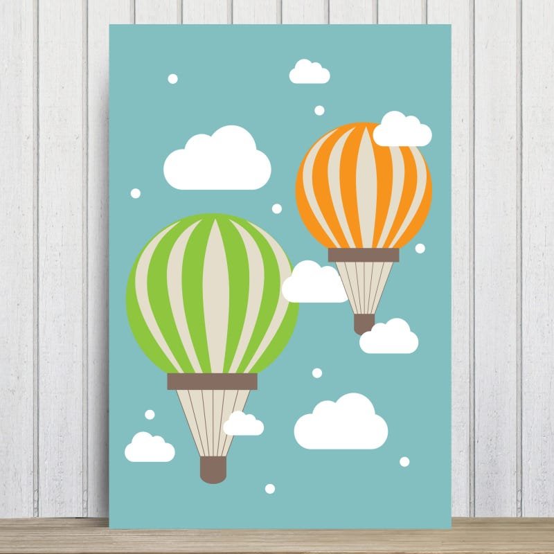 Placa Decorativa Infantil Balões e Nuvens 30x40cm - 1