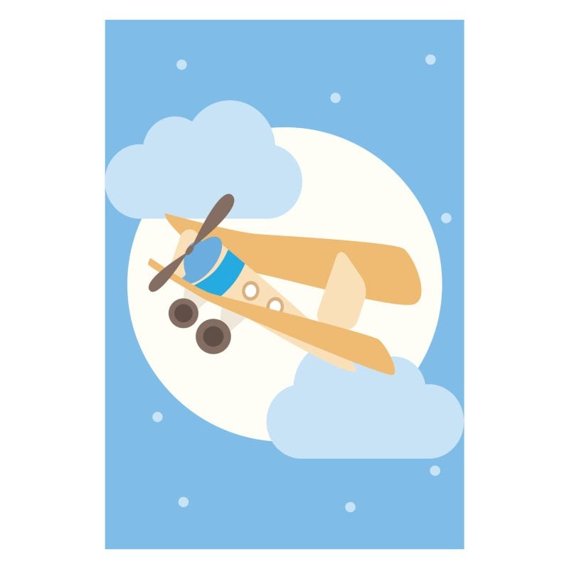 Placa Decorativa para Quarto Infantil Azul Avião e Lua 30x40 - 2