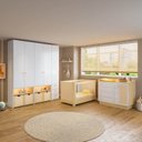Ver imagem 1 de Conjunto Infantil com Berço, Cômoda e Guarda Roupas Modulados Wave Casatema MadeiraOriginals Branco/Marrom