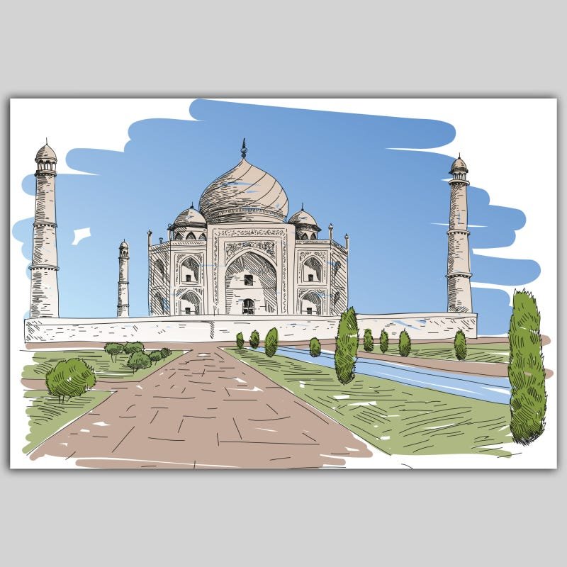 Placa Decorativa MDF Viagem em Gravuras Taj Mahal 30x40cm - 2