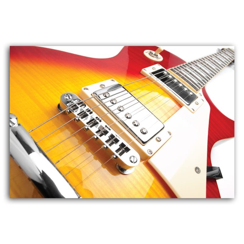 Placa Decorativa MDF Música Guitarra Vermelha Amarela 20x30 - 1