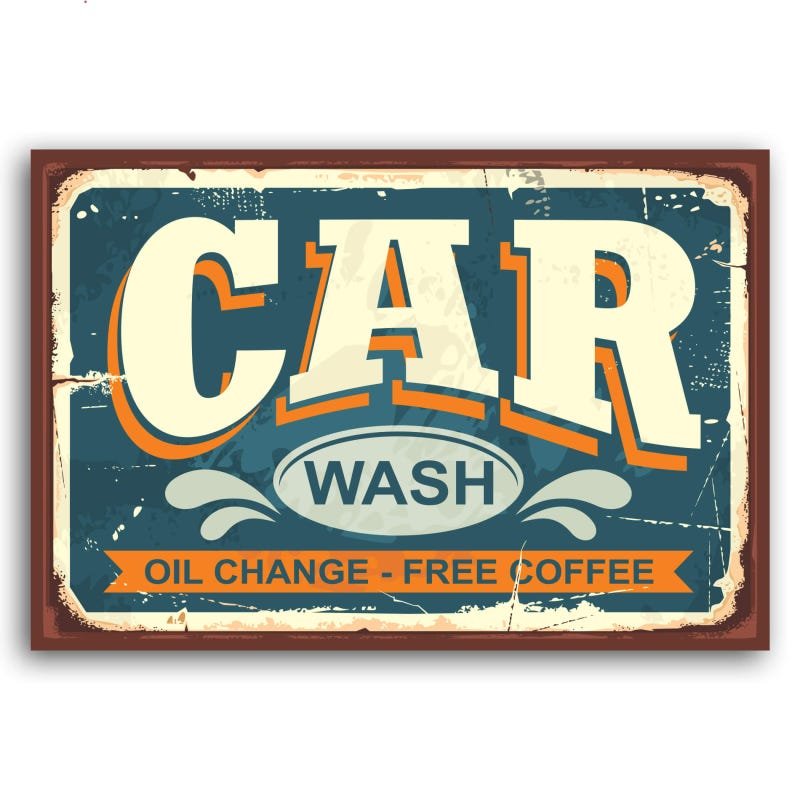 Placa Decorativa Vintage Carros Car Wash 20x30cm - 1