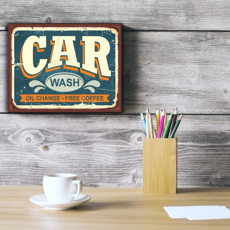 Placa Decorativa Vintage Carros Car Wash 20x30cm - 2