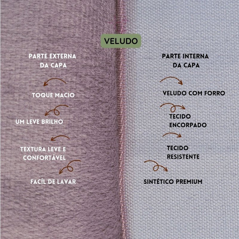 Kit 4 Capas de Almofada Veludo Drapeada Quadrada Bordo e Rosa Quartzo - 4