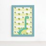 Quadro Infantil Dinossauro Baby Verde 33x43 Moldura Branca - 1