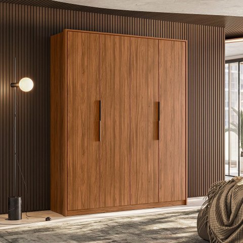 Guarda Roupa Casal Attore 4 Portas Nogueira Touch Demartêz