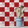 Adesivo de Azulejo Floral Vermelho 15x15 cm com 18un - 1