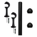 Ver imagem 1 de Kit Varão Simples para Cortina 2 Metros X 19 mm Preto - 0276 - Alumark