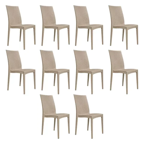 Kit 10 Cadeiras Rattan Bege