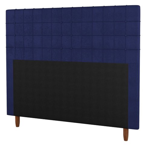 Cabeceira Cama Box Casal King Size Parisis 195cm Veludo Azul - Abmaza