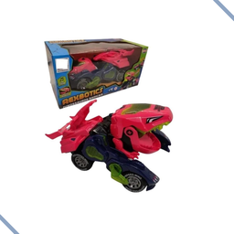 Brinquedo Carrinho Que Vira Robô Dinossauro Com Luz Som 2 Modos:Vermelho - 3