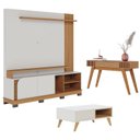 Ver imagem 1 de Estante Home Theater Jurerê 1.8 com Mesa de Centro Jeri Off White Matte Freijó e Aparador Riviera