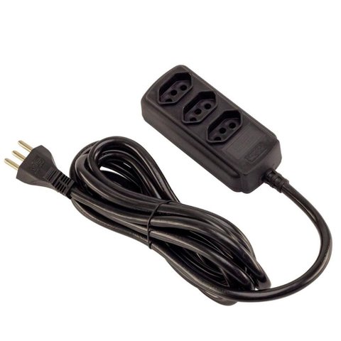 Extensão Forceline Multipla com 3 Tomadas - 3 Metros - 20a - Padrão 3 Pinos - Preto - 0180200332