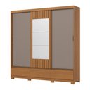 Ver imagem 3 de Guarda Roupa Casal Delvin 3 Portas Correr Espelho 3 Gavetas MDP Cinamomo-Off White-Avelã Móveis