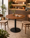 Ver imagem 1 de Mesa Redonda 90cm Tampo MDF Resistente e Base de Aço Tampo Marrom