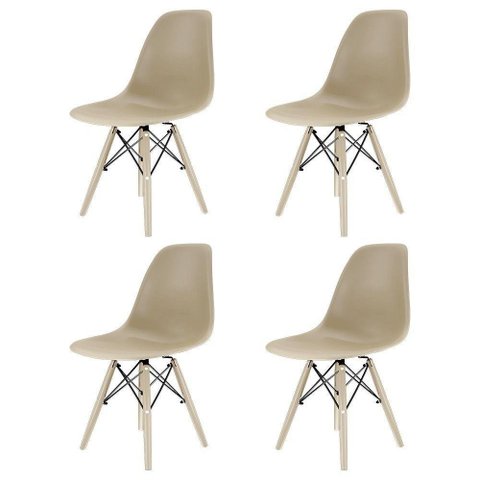 Conjunto 4 Cadeiras Eames Pp Nude Pés em Polipropileno