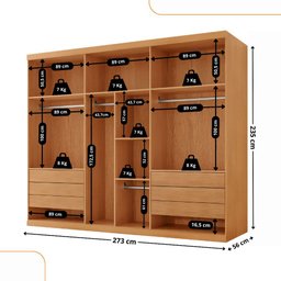 Guarda Roupa Casal Coliseu 100 Mdf 6 Portas e 6 Gavetas Moderna Mobília - 3