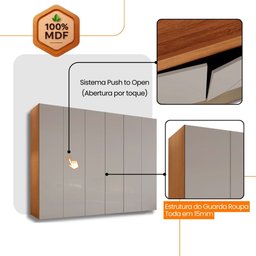 Guarda Roupa Casal Coliseu 100 Mdf 6 Portas e 6 Gavetas Moderna Mobília - 5