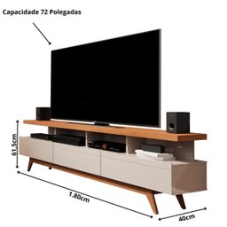 Rack 1.80 P/tv até 72 Polegadas Off White Nature Vivare Wood - 3