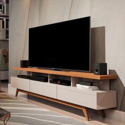 Rack 1.80 P/tv até 72 Polegadas Off White Nature Vivare Wood - 2