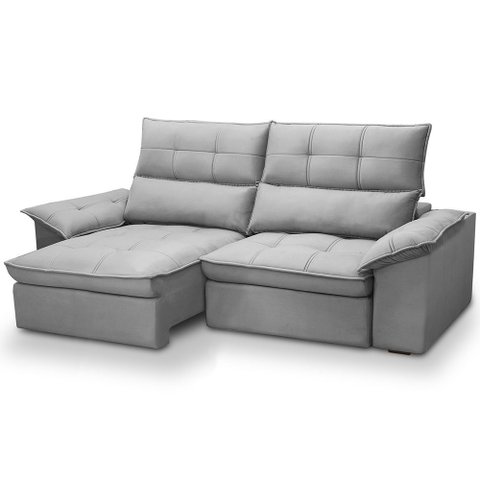 Sofá 3 Lugares Retrátil Reclinável para Sala 230cm Giotto F04 Veludo Cinza - Lyam Decor