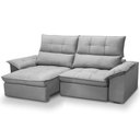 Ver imagem 1 de Sofá 3 Lugares Retrátil Reclinável para Sala 230cm Giotto F04 Veludo Cinza - Lyam Decor