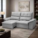 Ver imagem 2 de Sofá 3 Lugares Retrátil Reclinável para Sala 230cm Giotto F04 Veludo Cinza - Lyam Decor