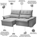 Ver imagem 3 de Sofá 3 Lugares Retrátil Reclinável para Sala 230cm Giotto F04 Veludo Cinza - Lyam Decor