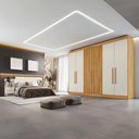 Ver imagem 1 de Guarda-roupa Potente 2,50m 2 Portas Ripadas Peroba/off White