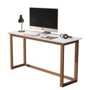 Ver imagem 2 de Mesa de Estudo 120cm Branca para Quarto Pequeno Pés Madeira