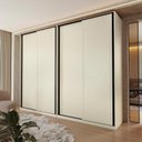 Ver imagem 1 de Guarda Roupa 4 Portas de Correr 100% MDF Americano Fancy Off White/Areia/Wood